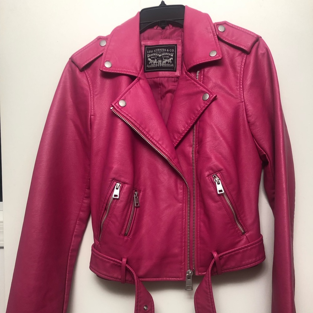 Faux leather cropped jacket